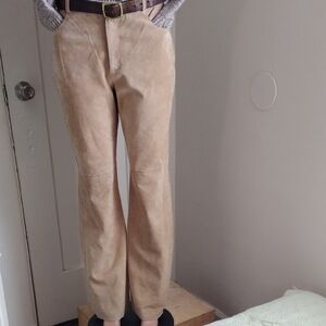 New Frontier Tan Flare Suede Pants 12